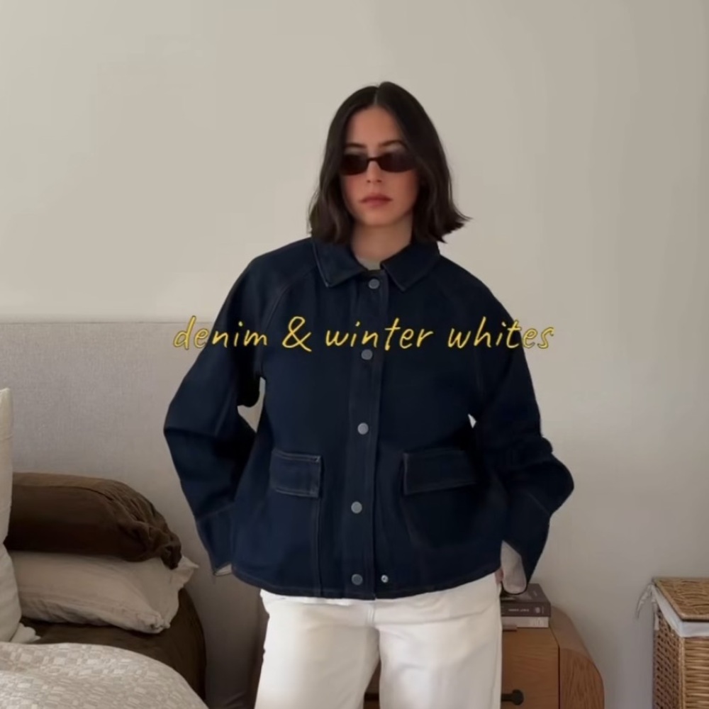 EVERLANE CROPPED DENIM JACKET, M